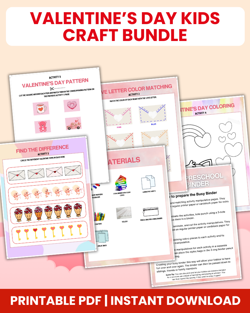 valentine's day kids craft bundle