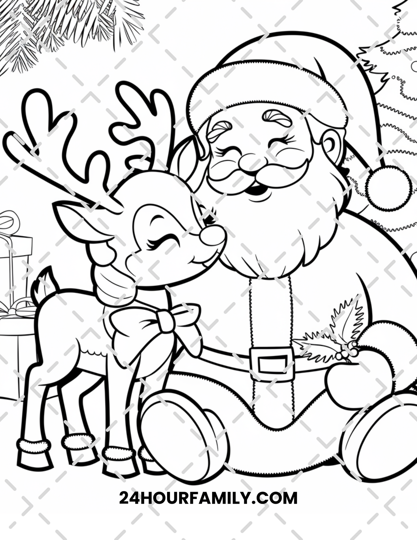 santa and reindeer coloring pages