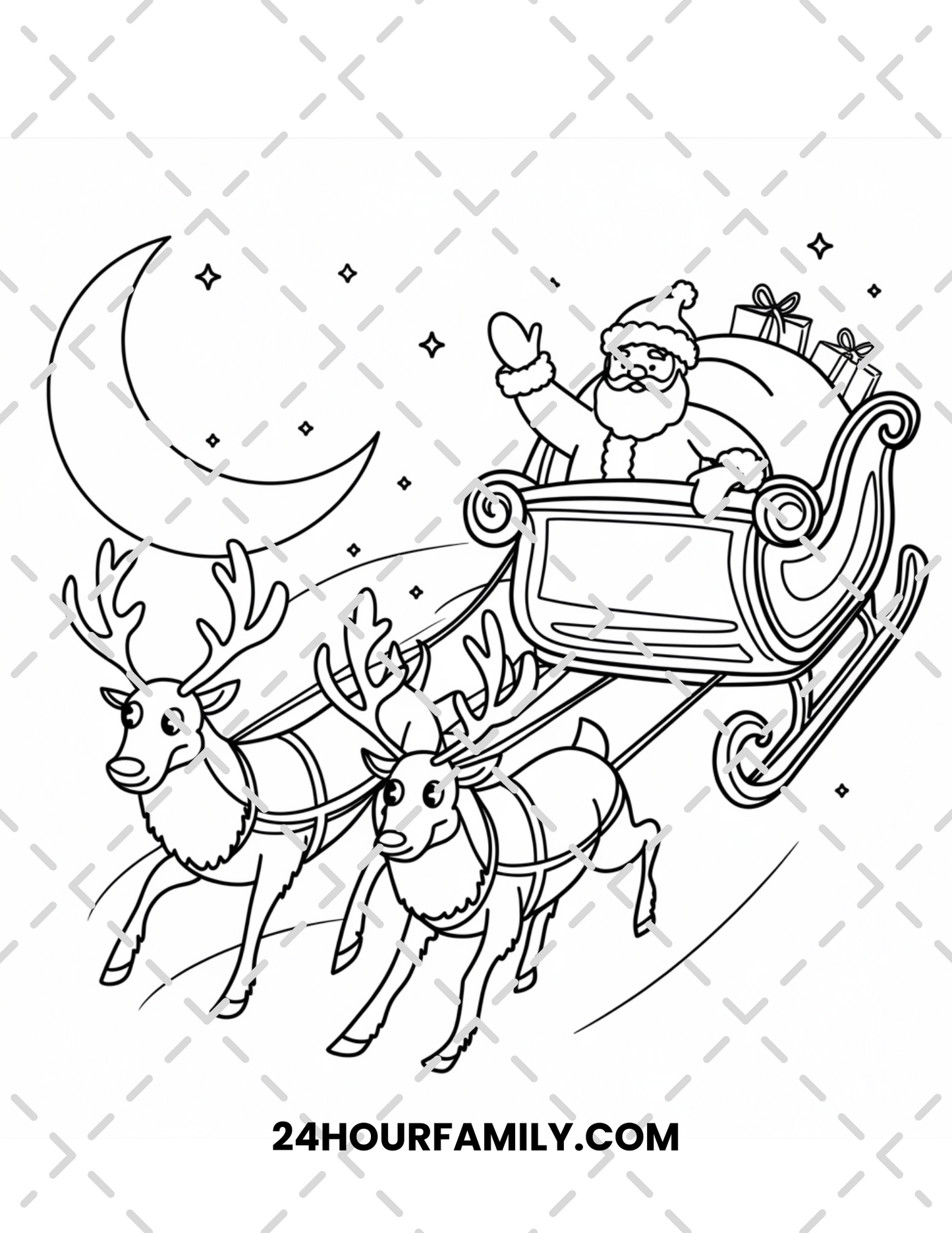 santa and reindeer coloring pages