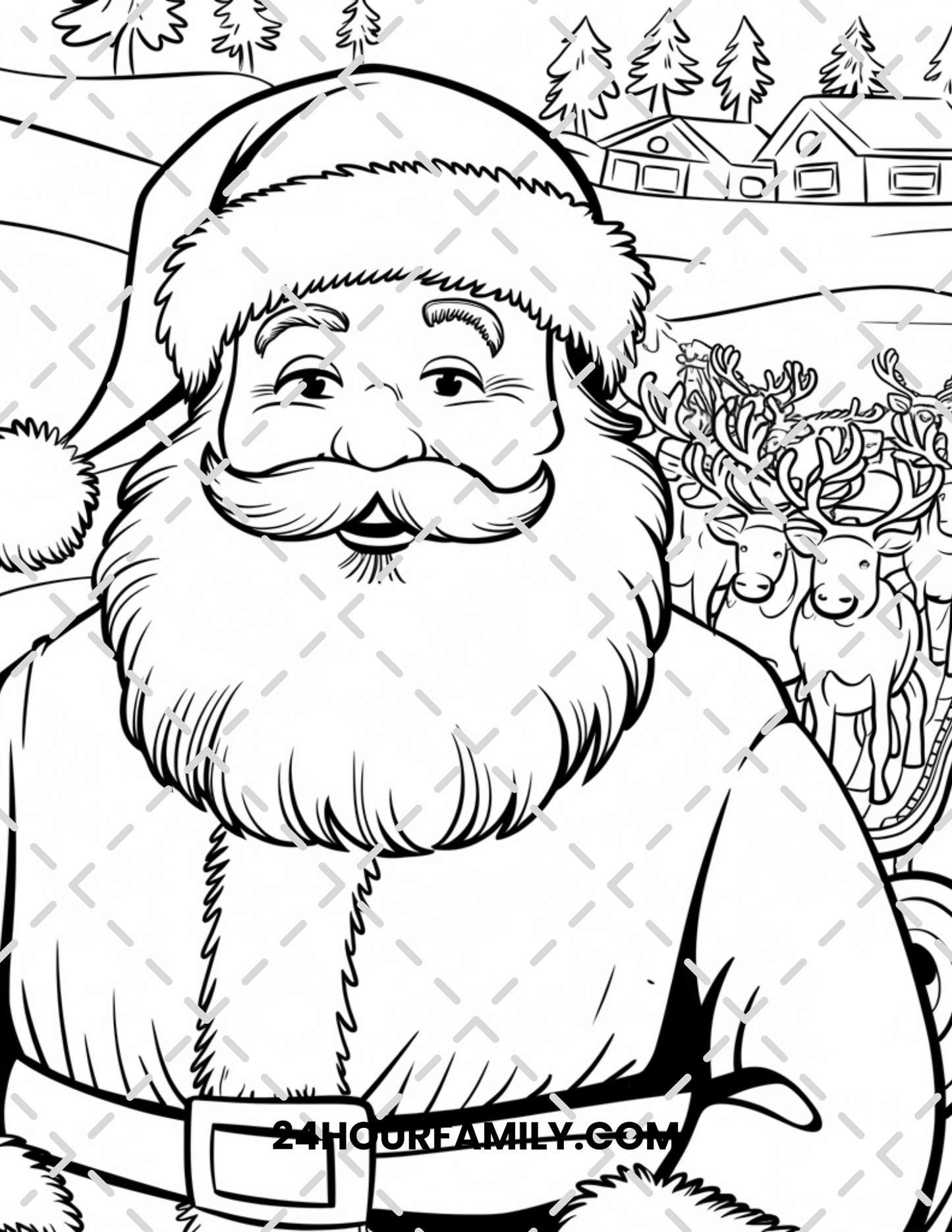 santa and reindeer coloring pages