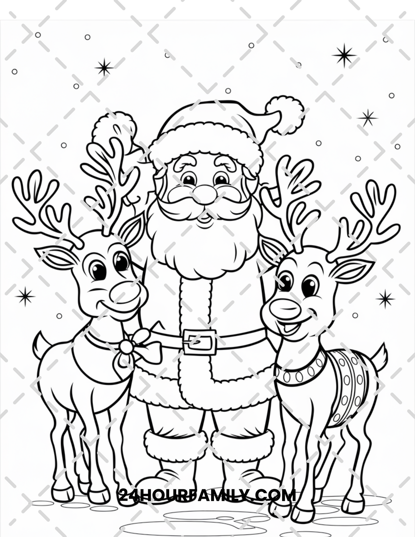 santa and reindeer coloring pages