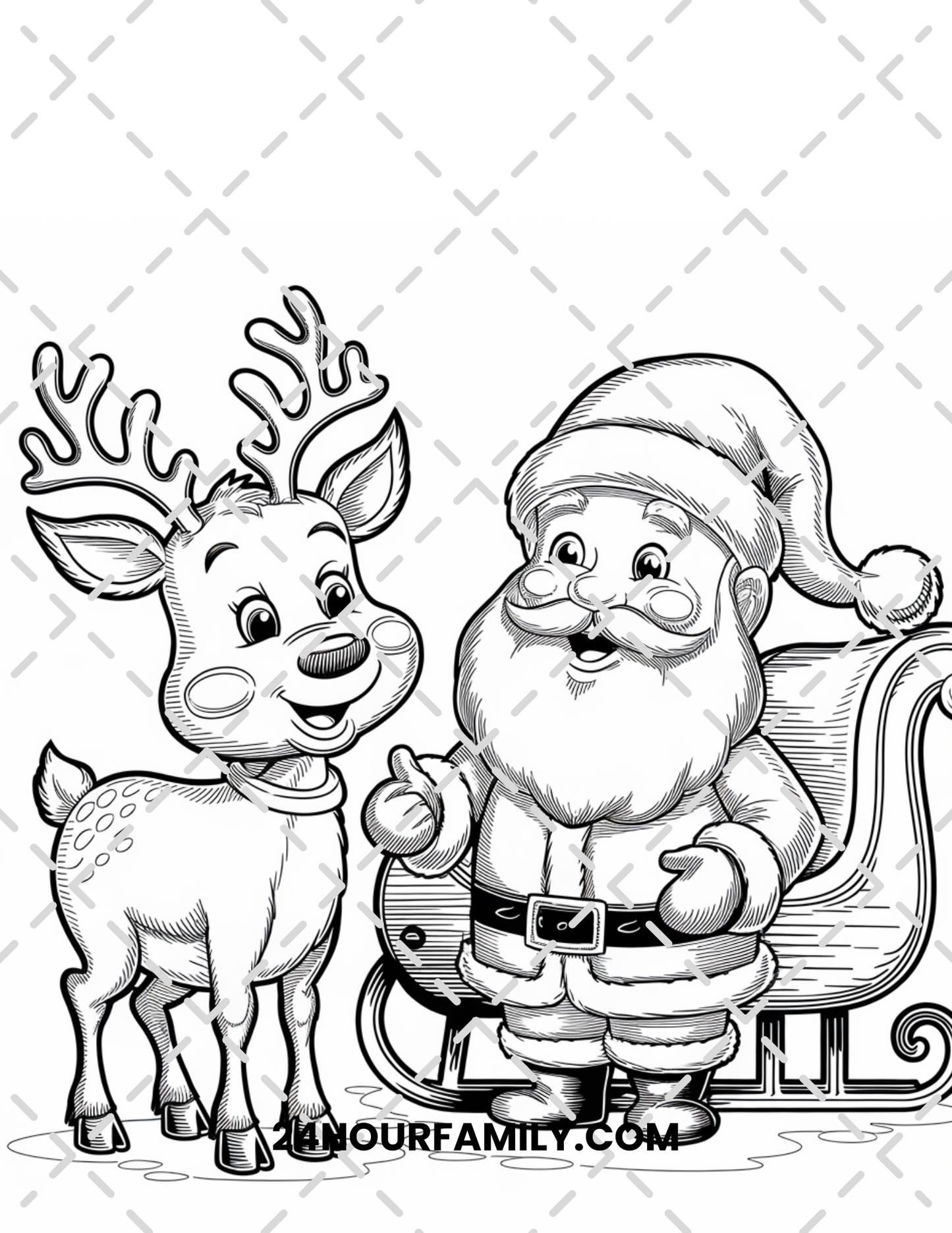 santa and reindeer coloring pages