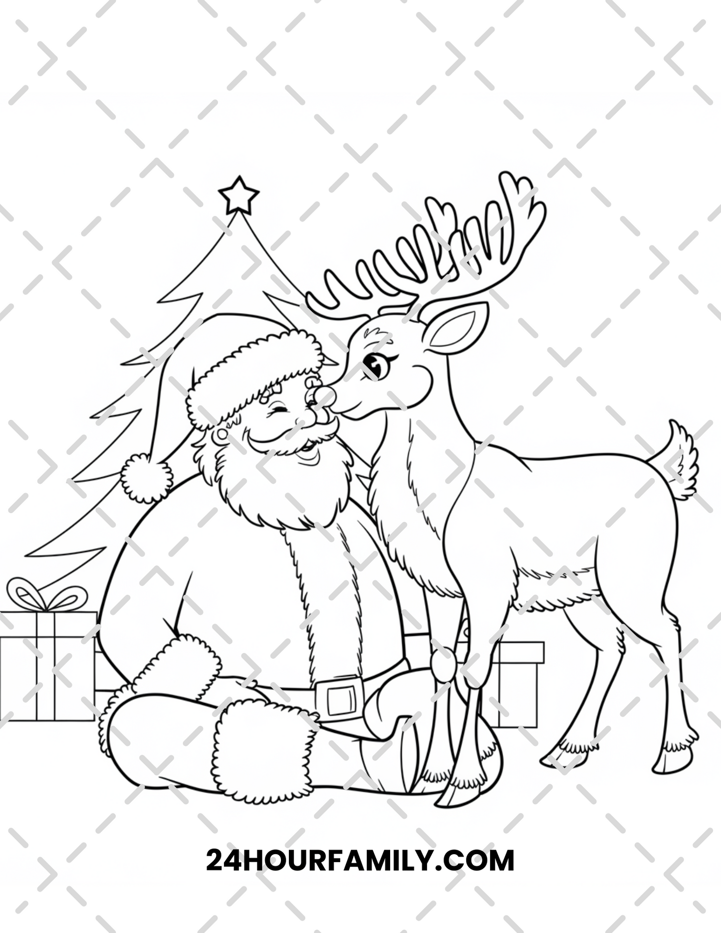 santa and reindeer coloring pages