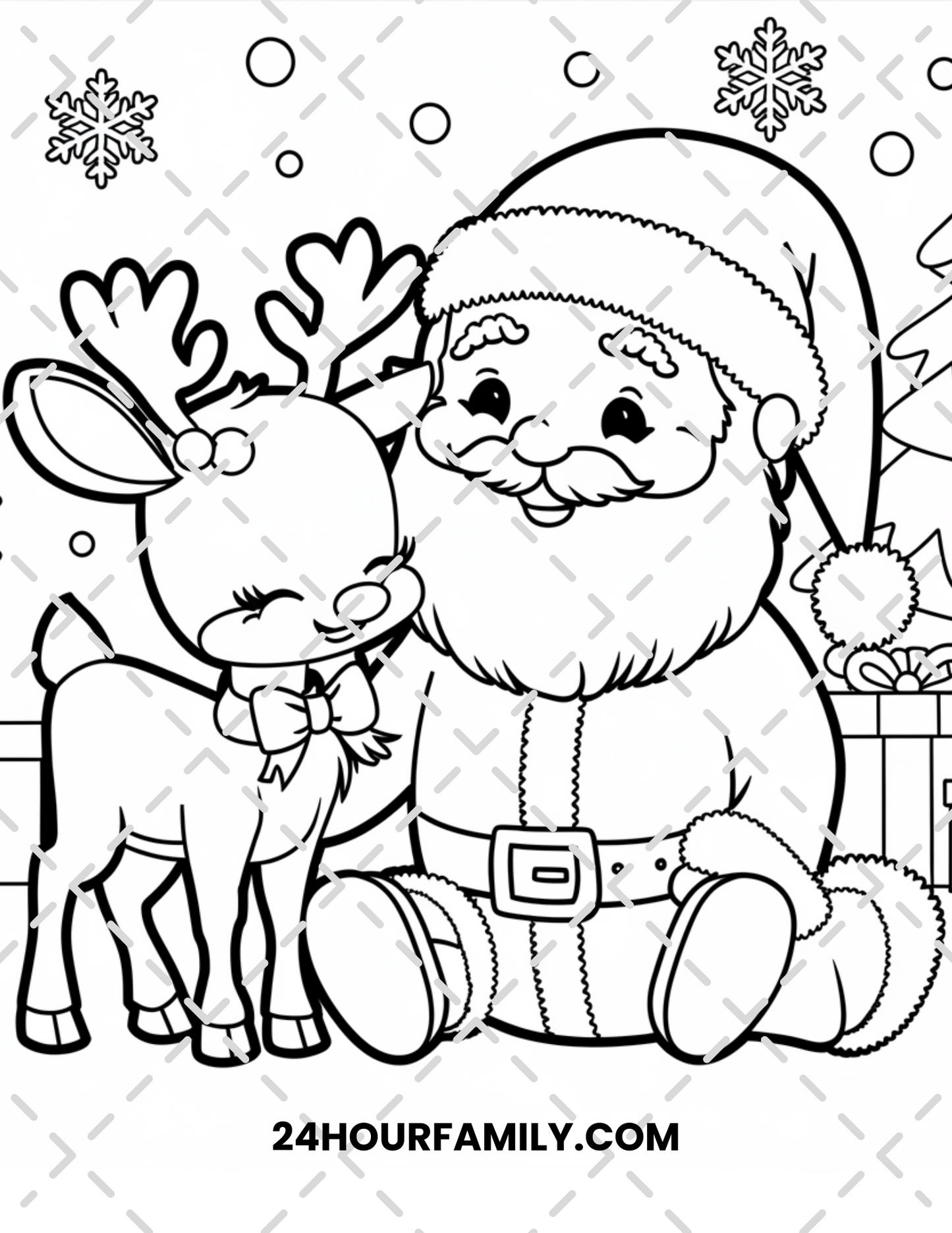 santa and reindeer coloring pages