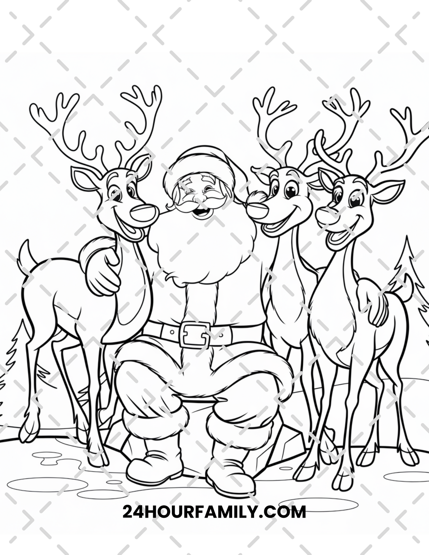 santa and reindeer coloring pages