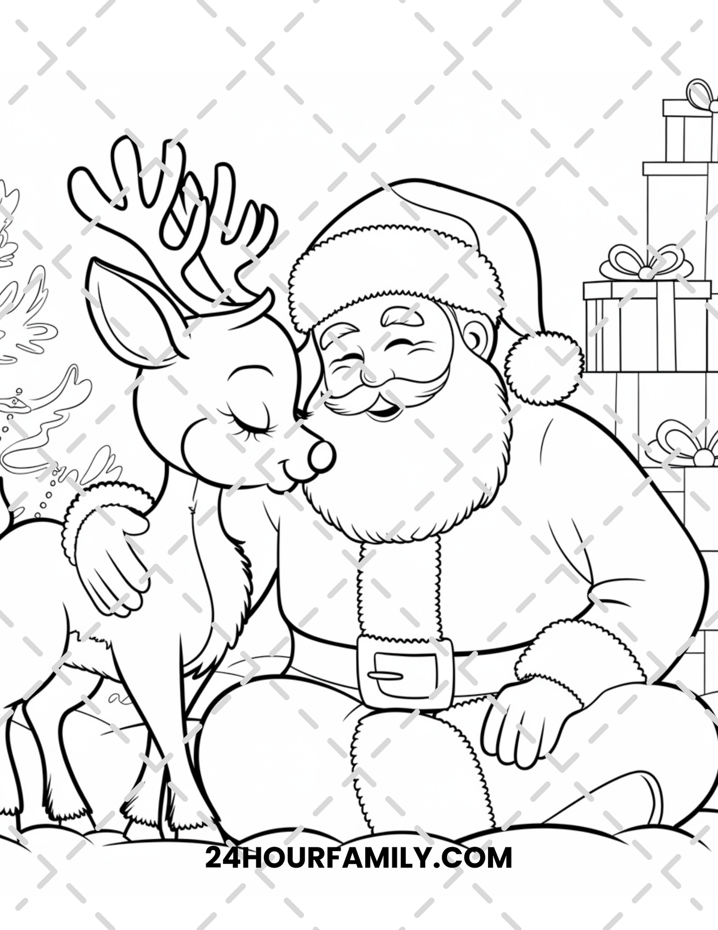santa and reindeer coloring pages