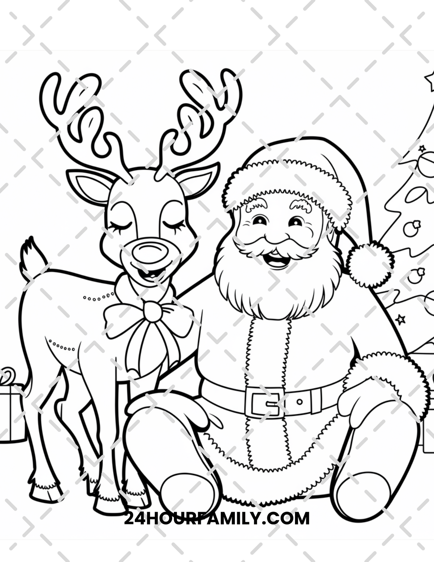 santa and reindeer coloring pages