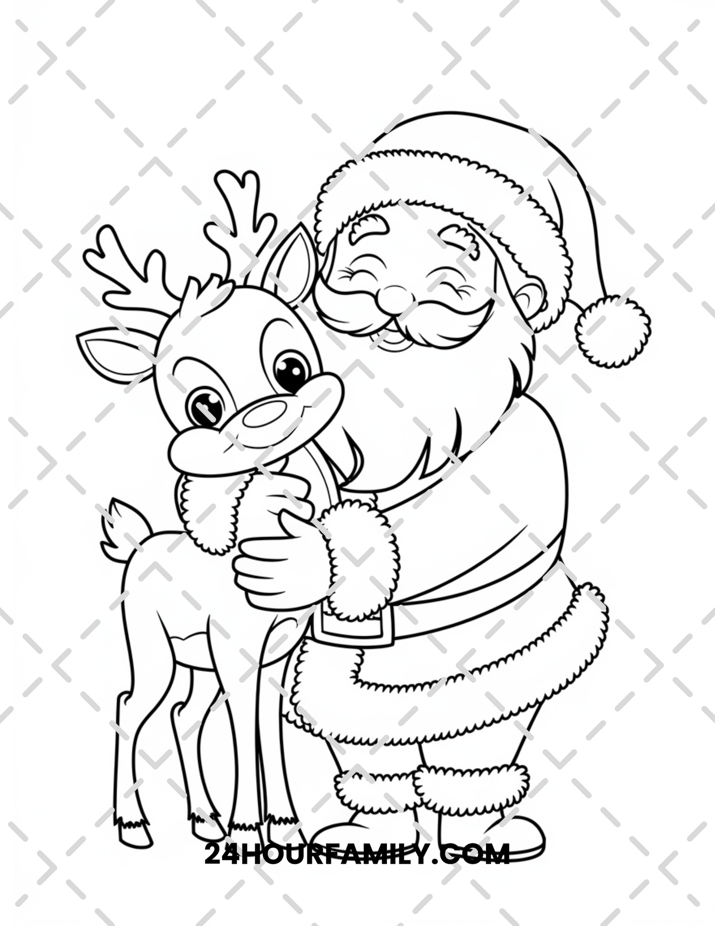 santa and reindeer coloring pages
