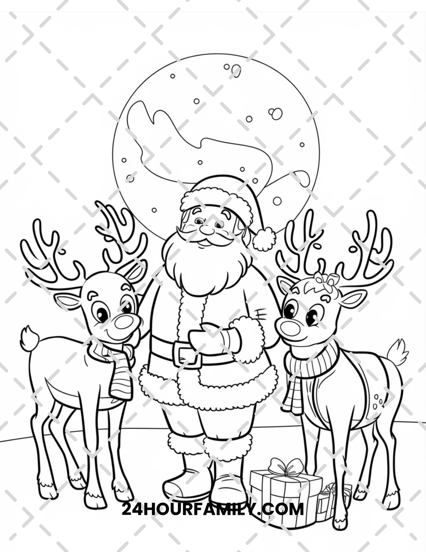 santa and reindeer coloring pages