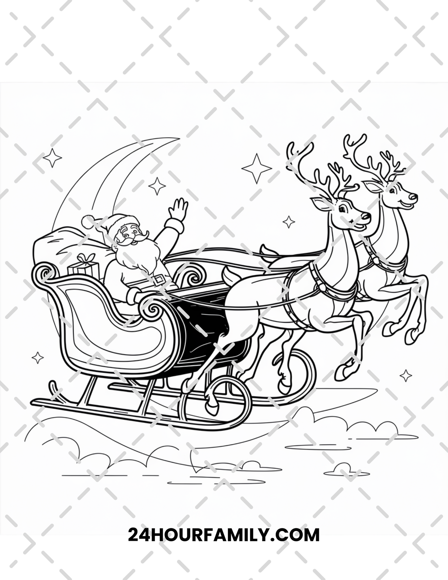 santa and reindeer coloring pages