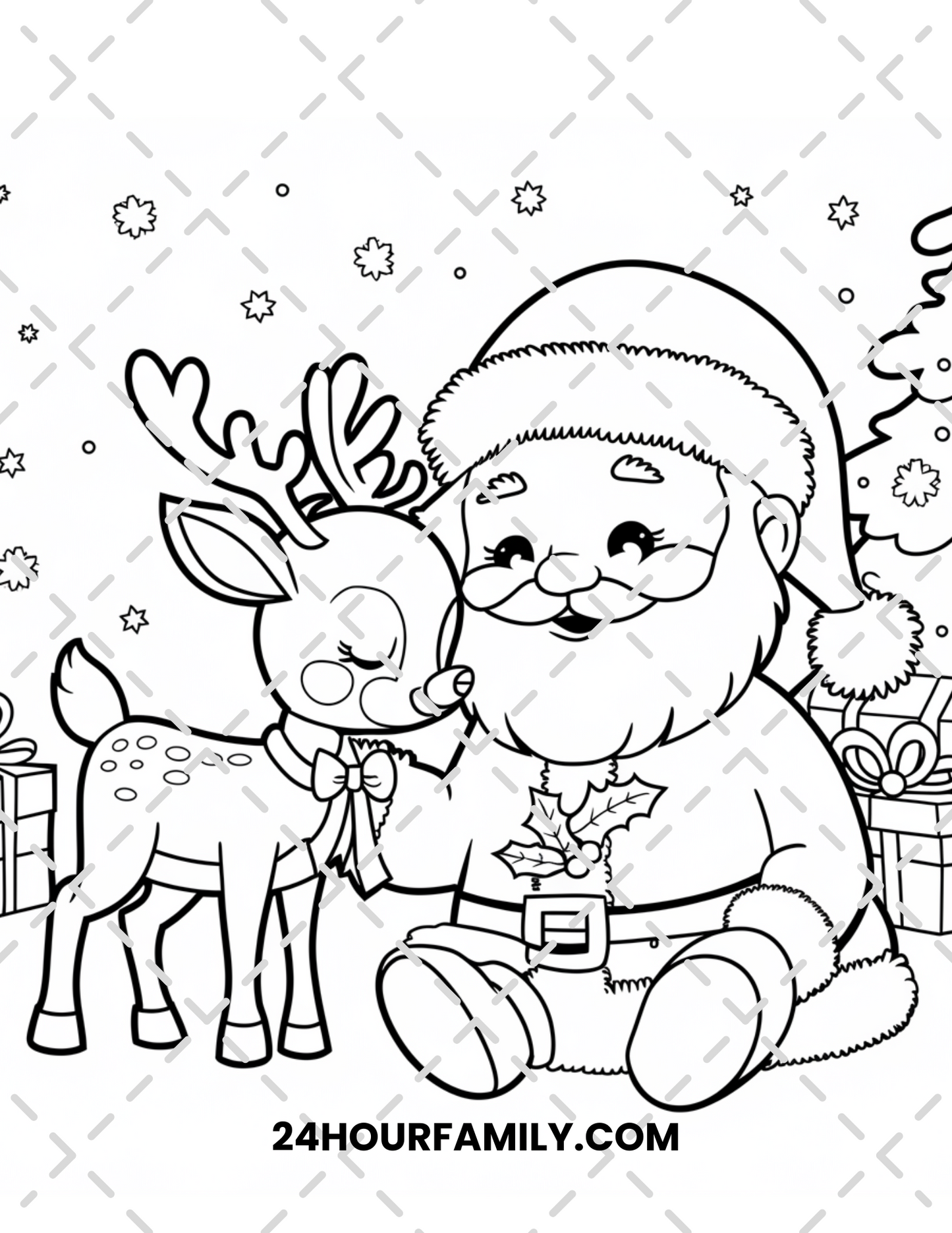 santa and reindeer coloring pages