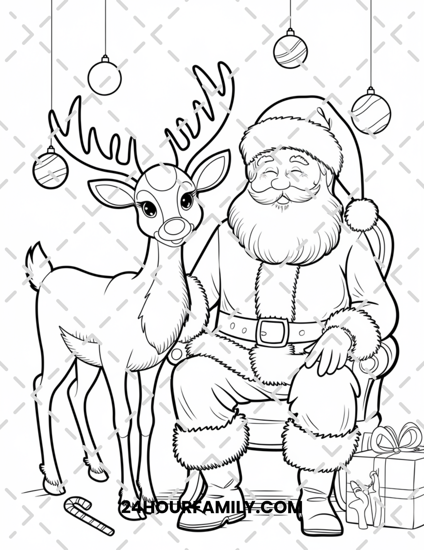 santa and reindeer coloring pages