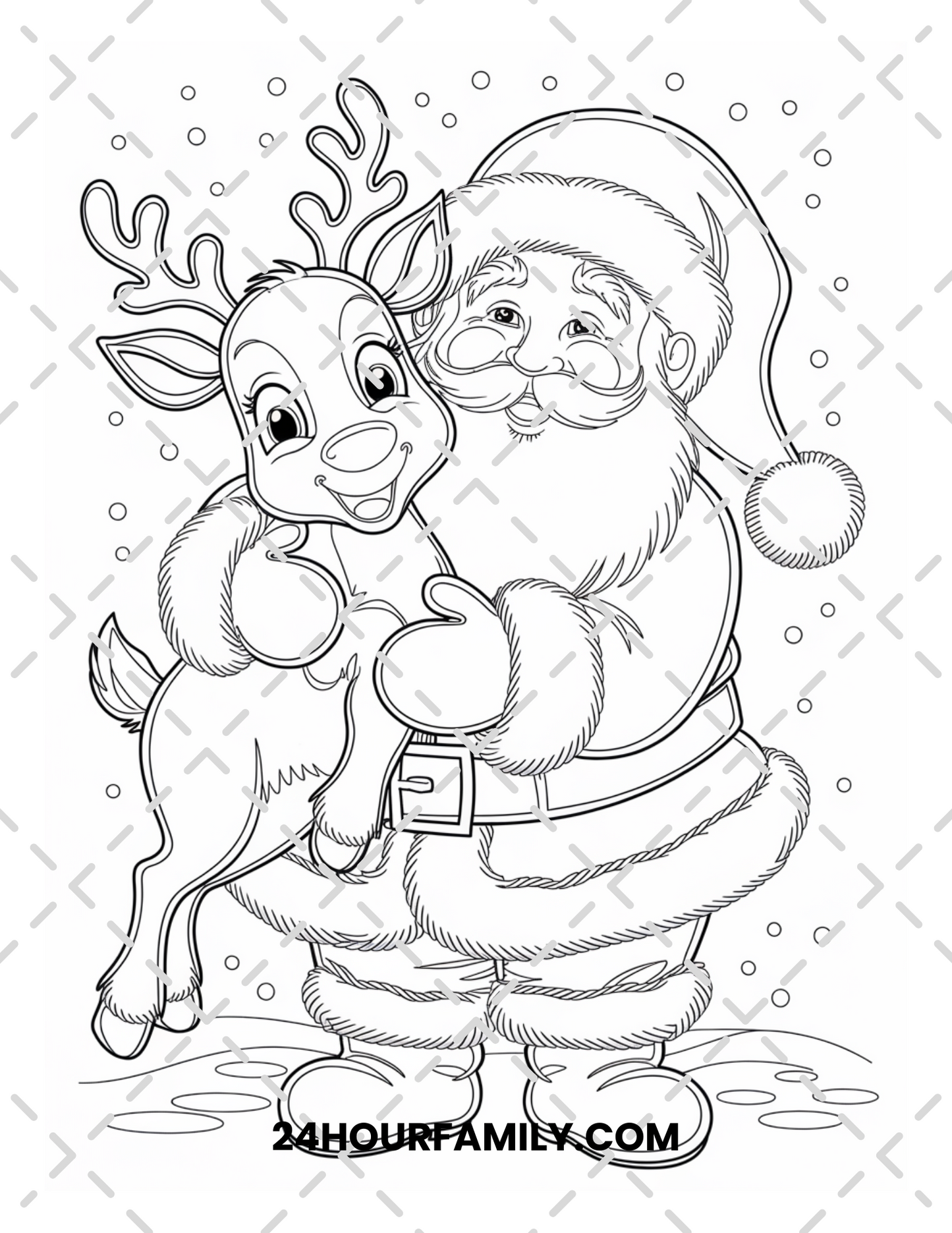 santa and reindeer coloring pages