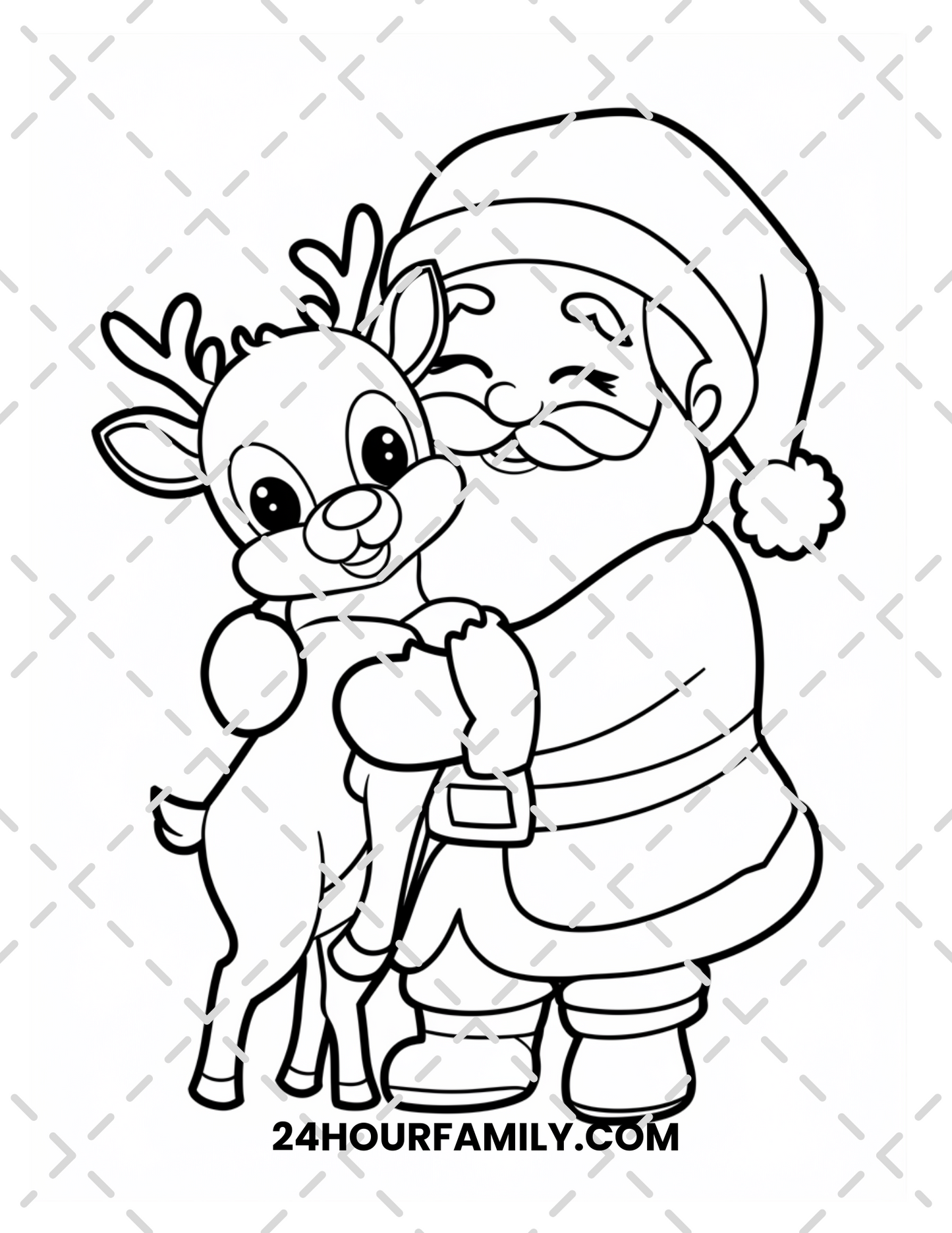 santa and reindeer coloring pages