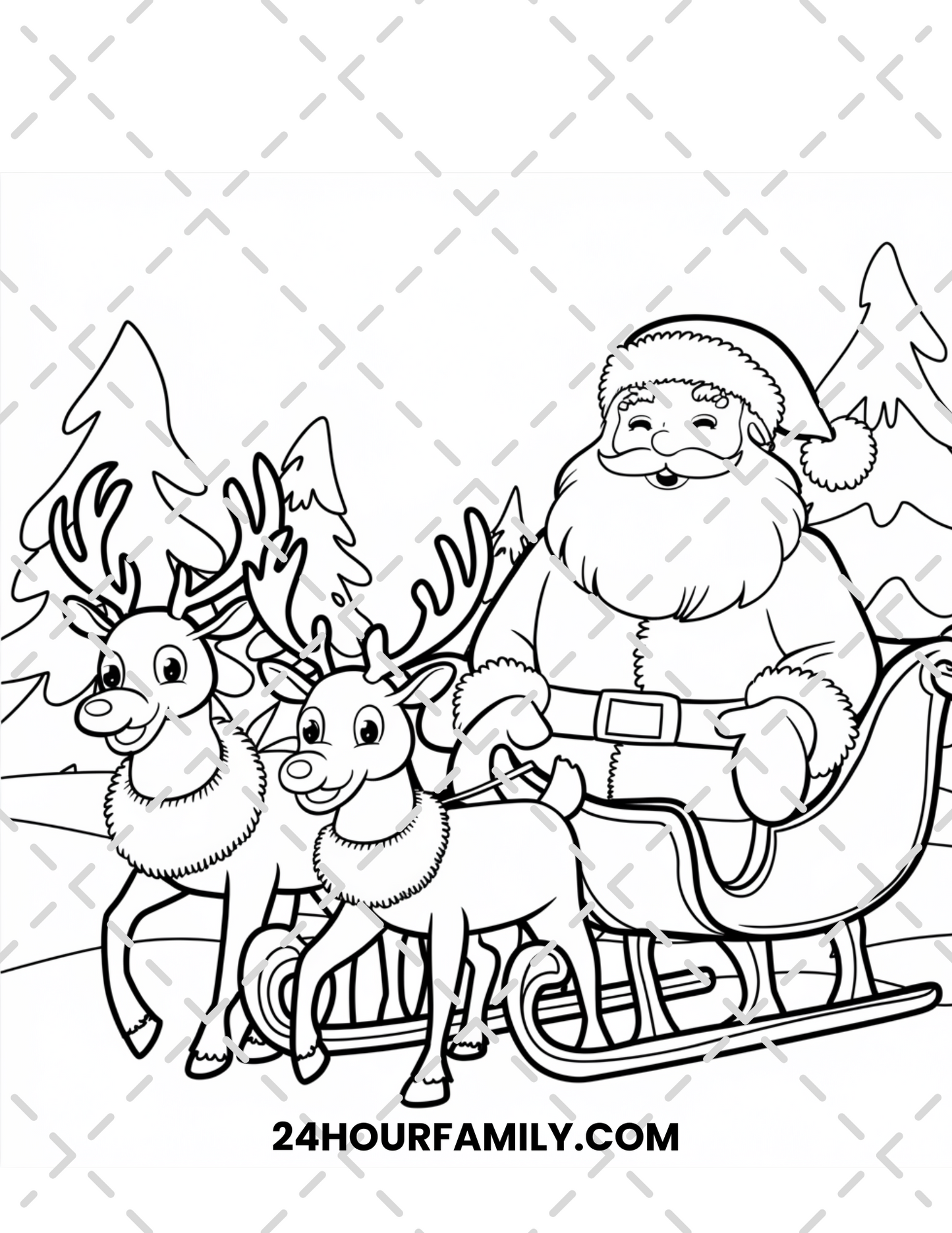 santa and reindeer coloring pages