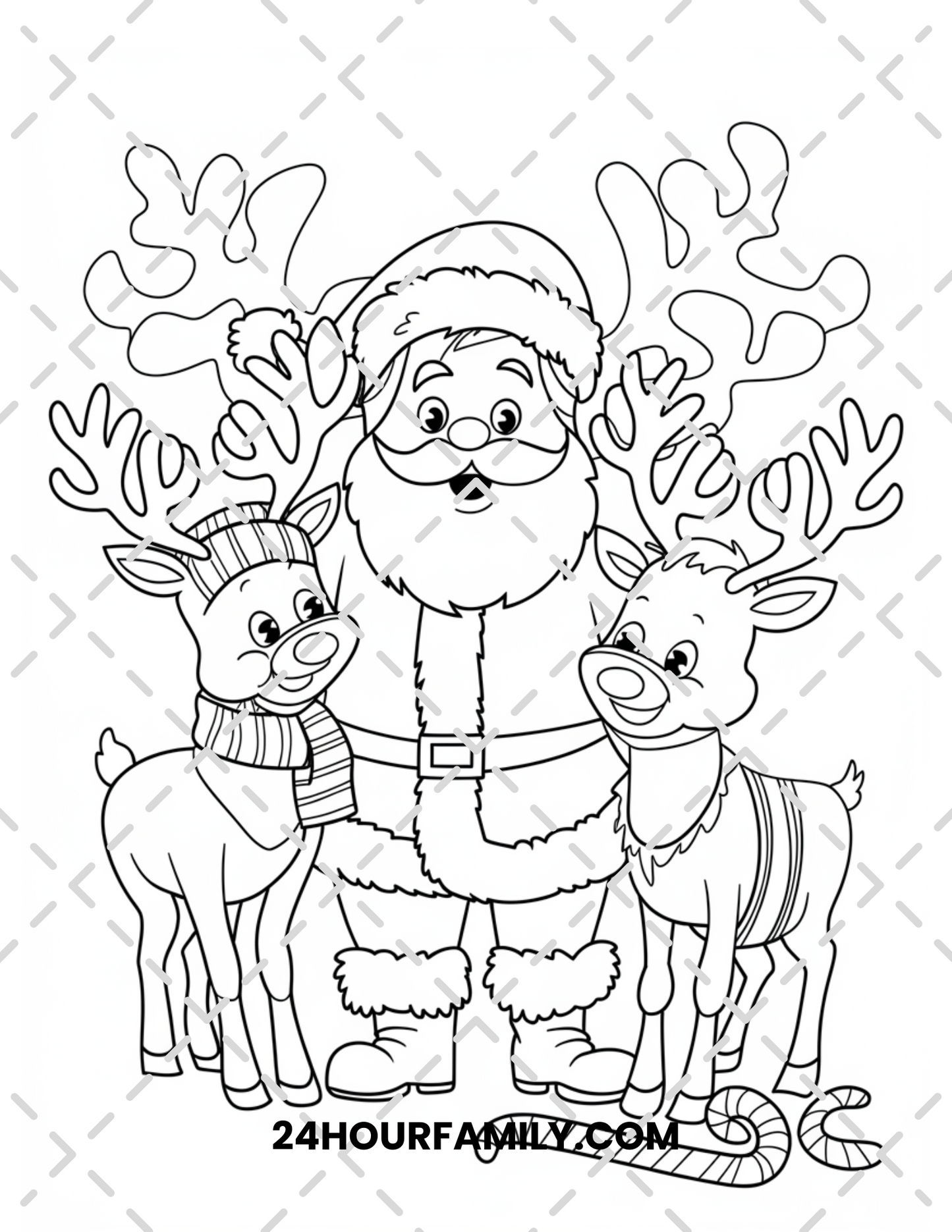 santa and reindeer coloring pages