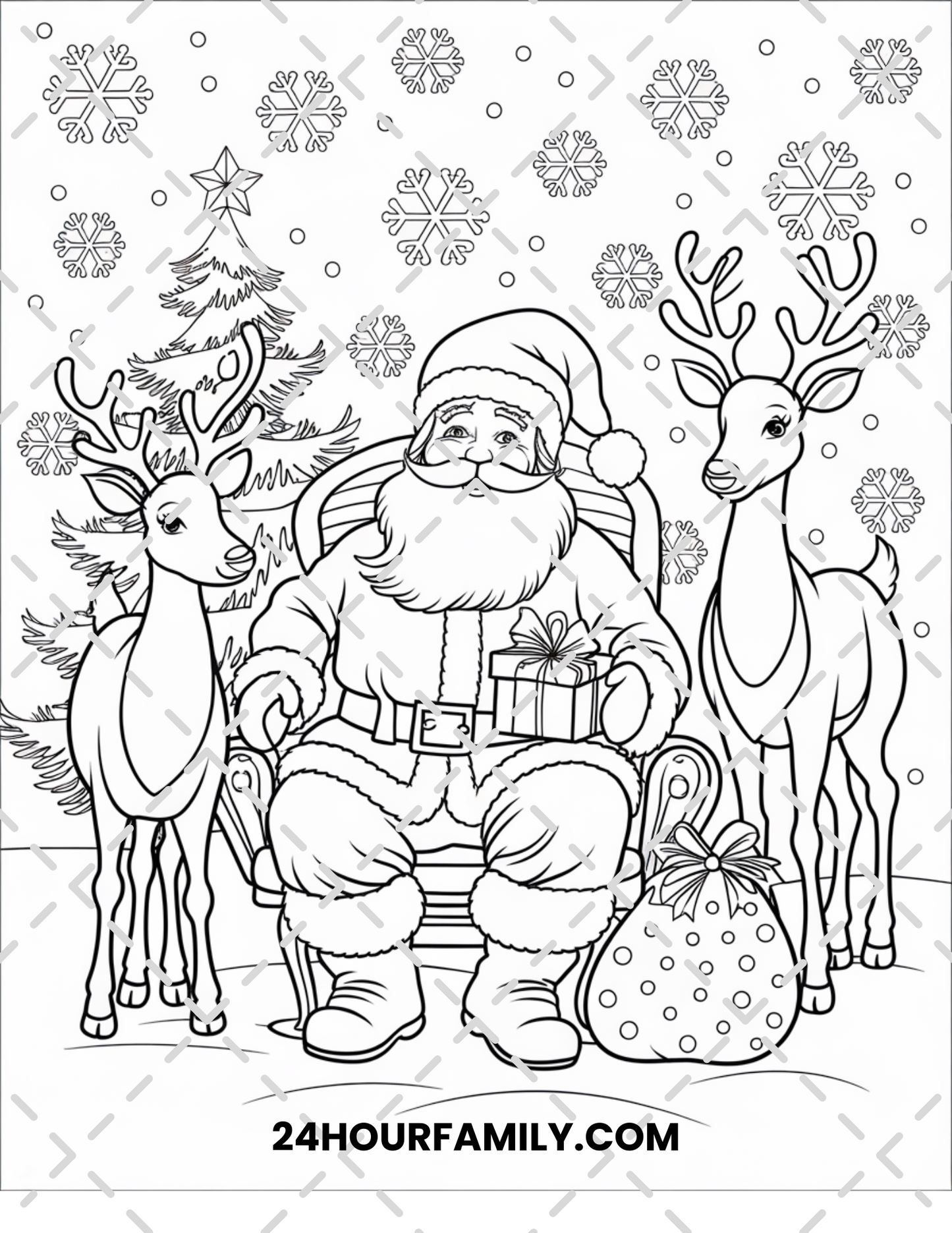 santa and reindeer coloring pages