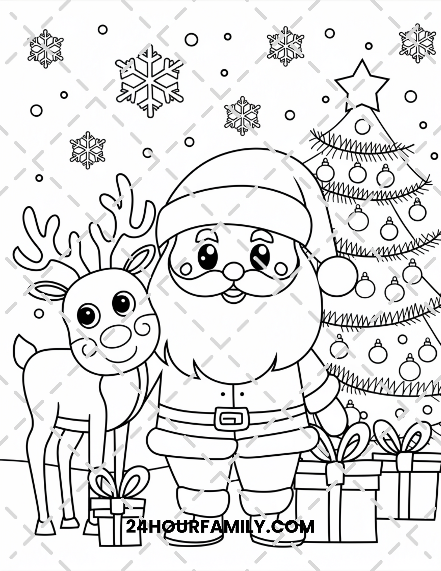 santa and reindeer coloring pages