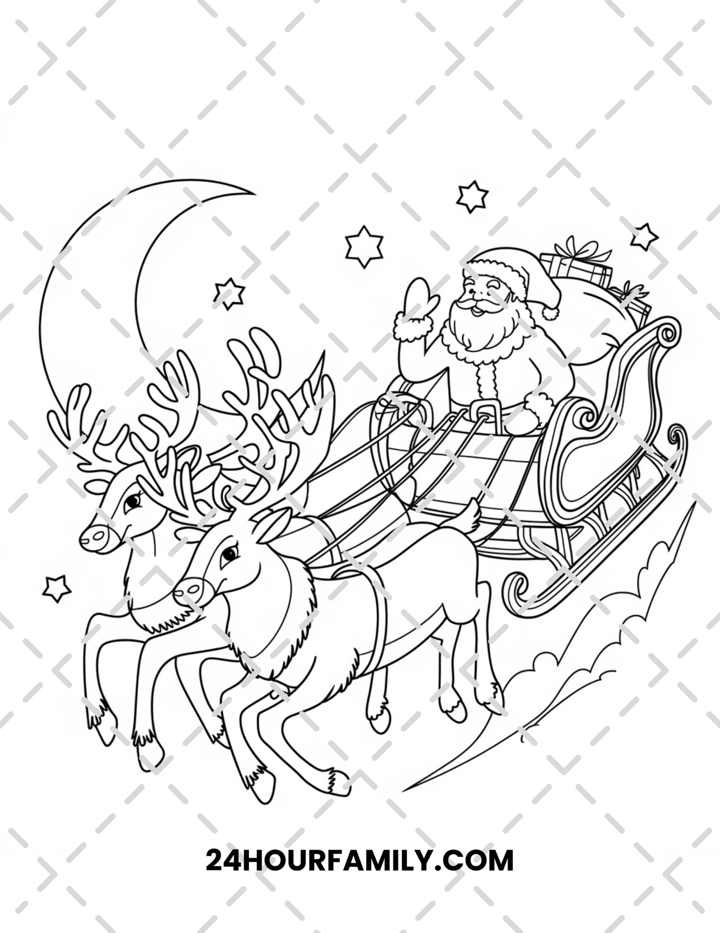 santa and reindeer coloring pages