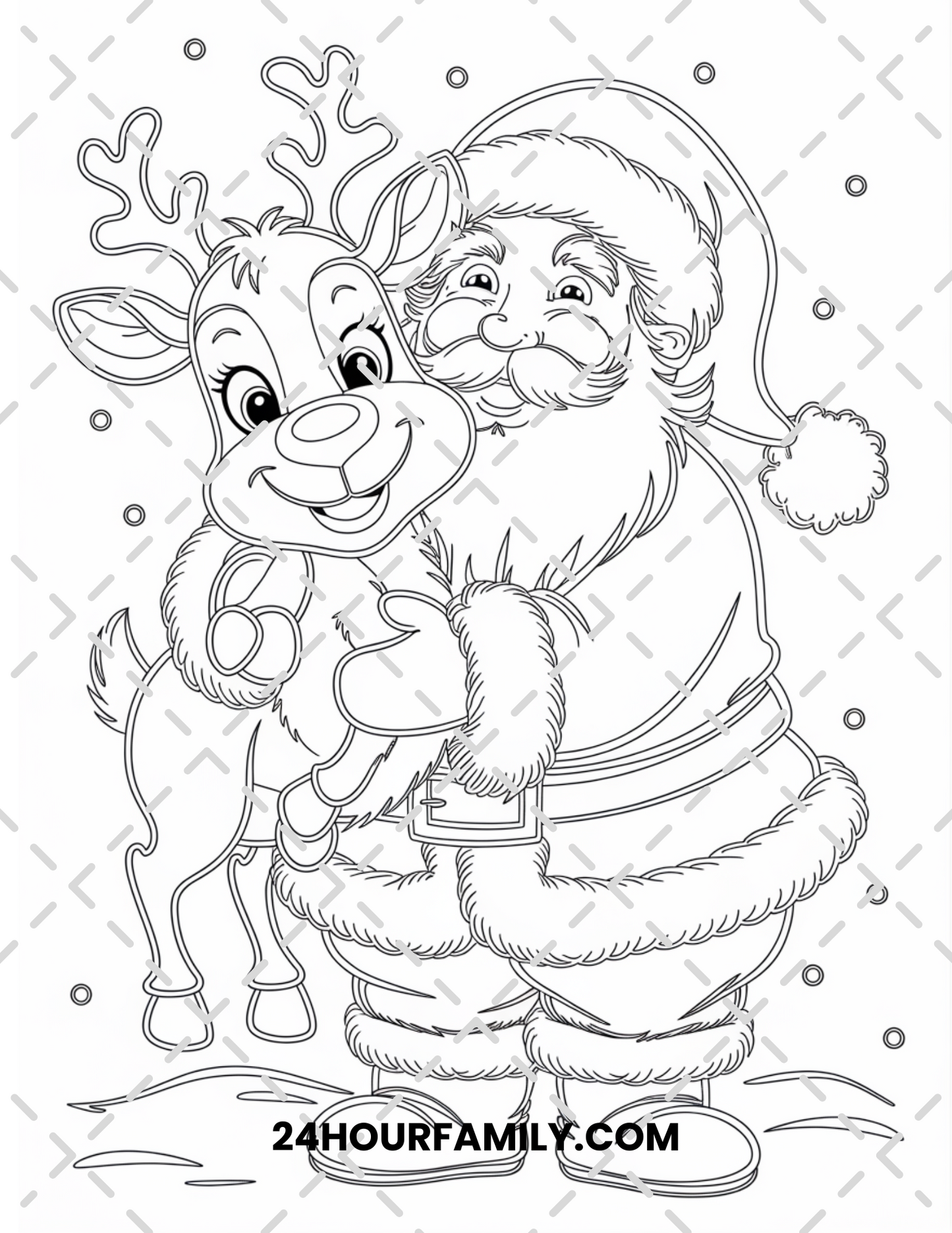santa and reindeer coloring pages