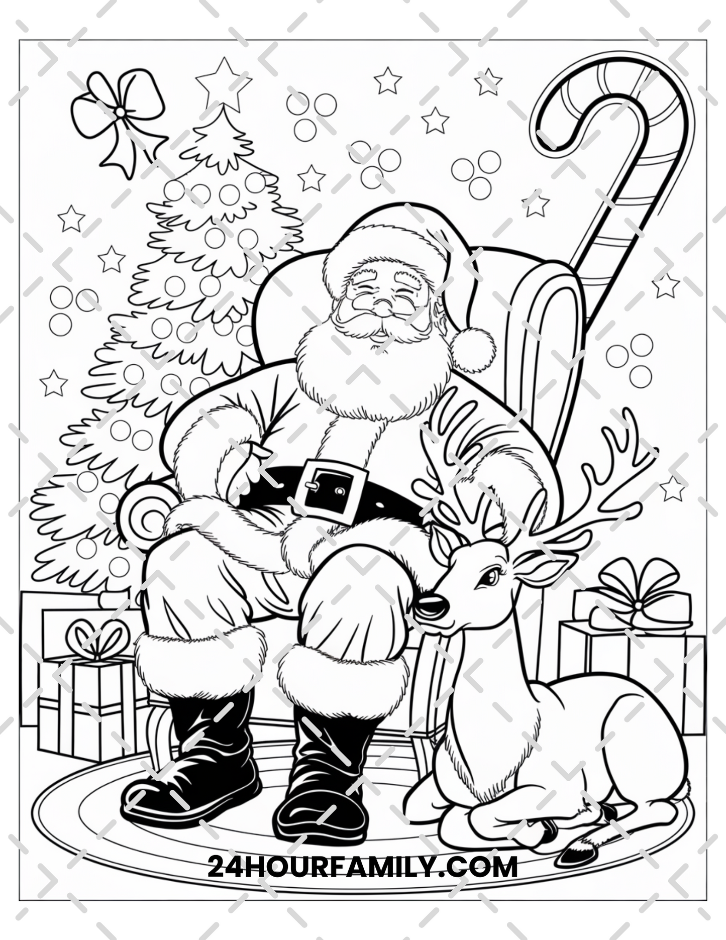 santa and reindeer coloring pages