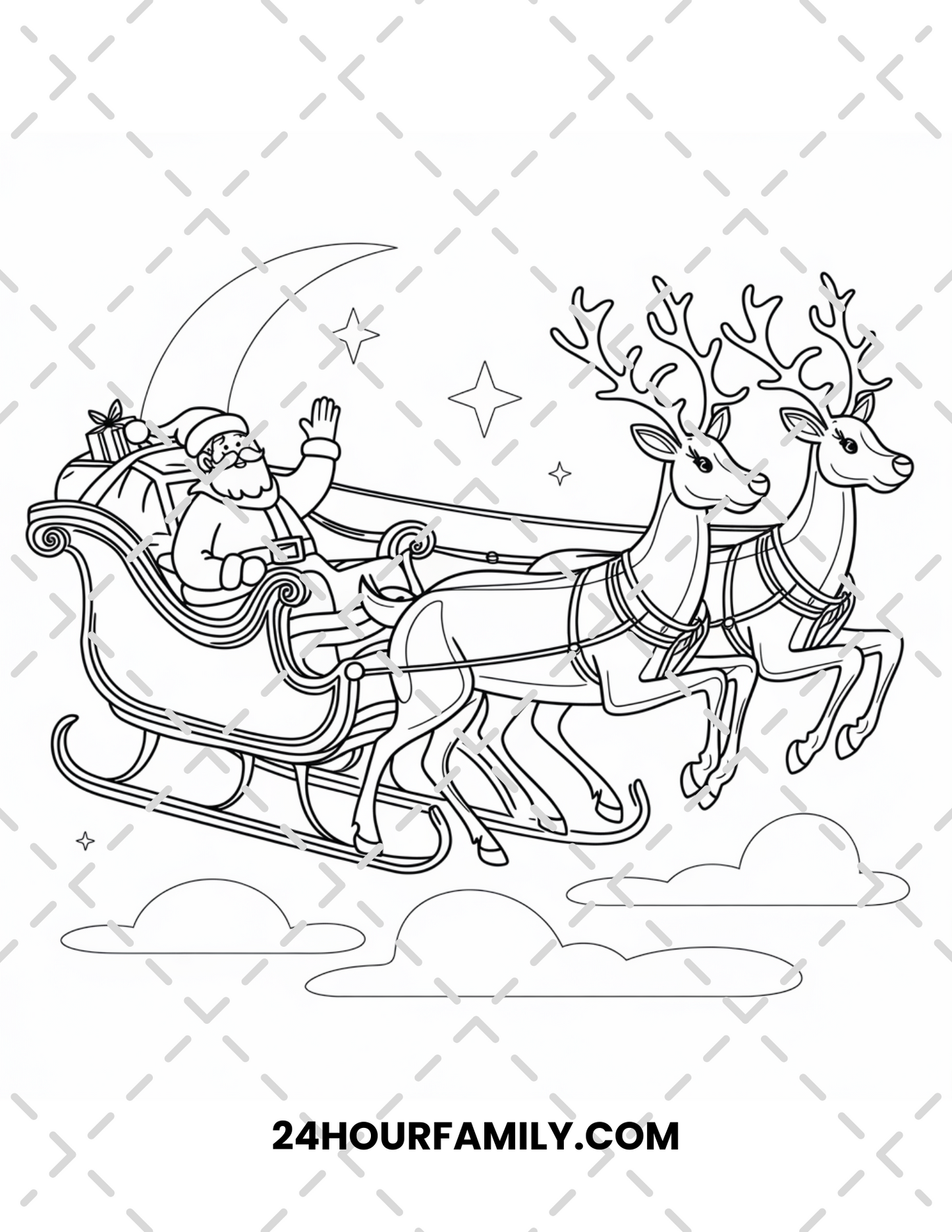 santa and reindeer coloring pages