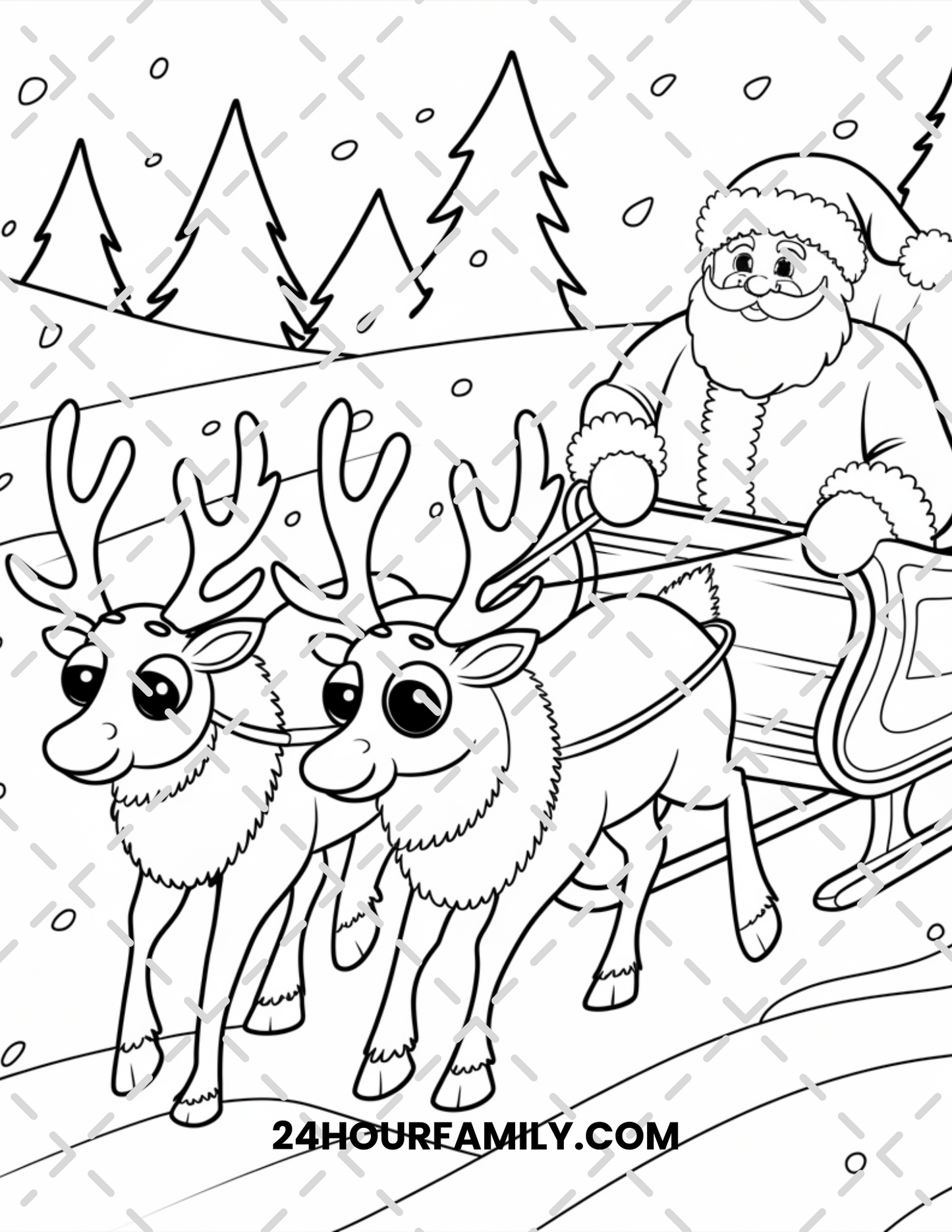 santa and reindeer coloring pages
