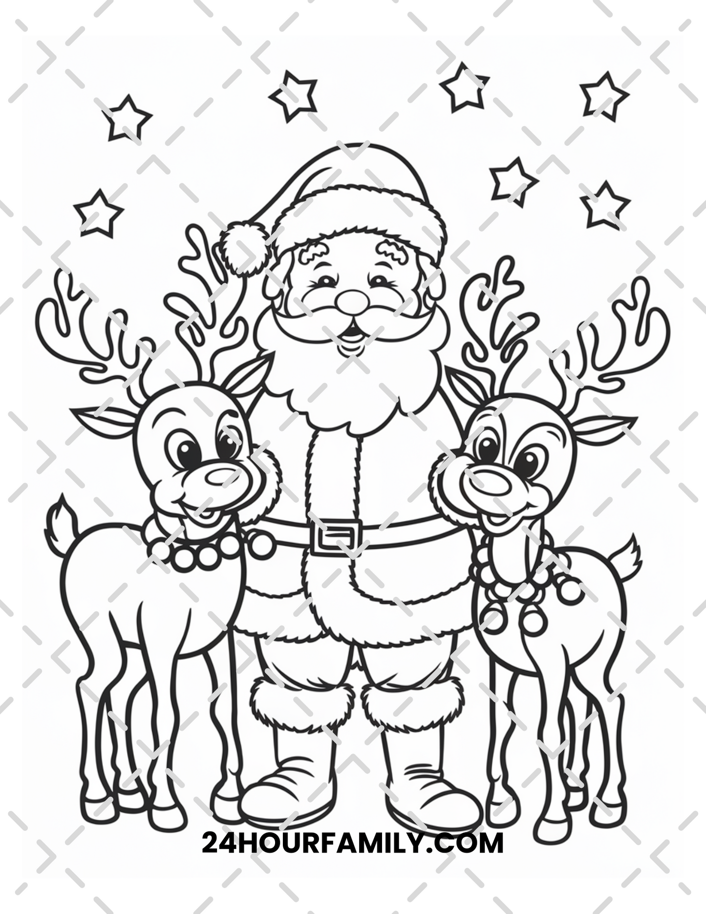 santa and reindeer coloring pages
