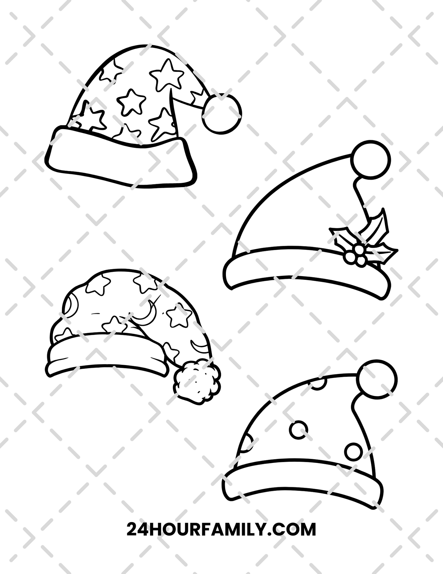 santa hats coloring pages