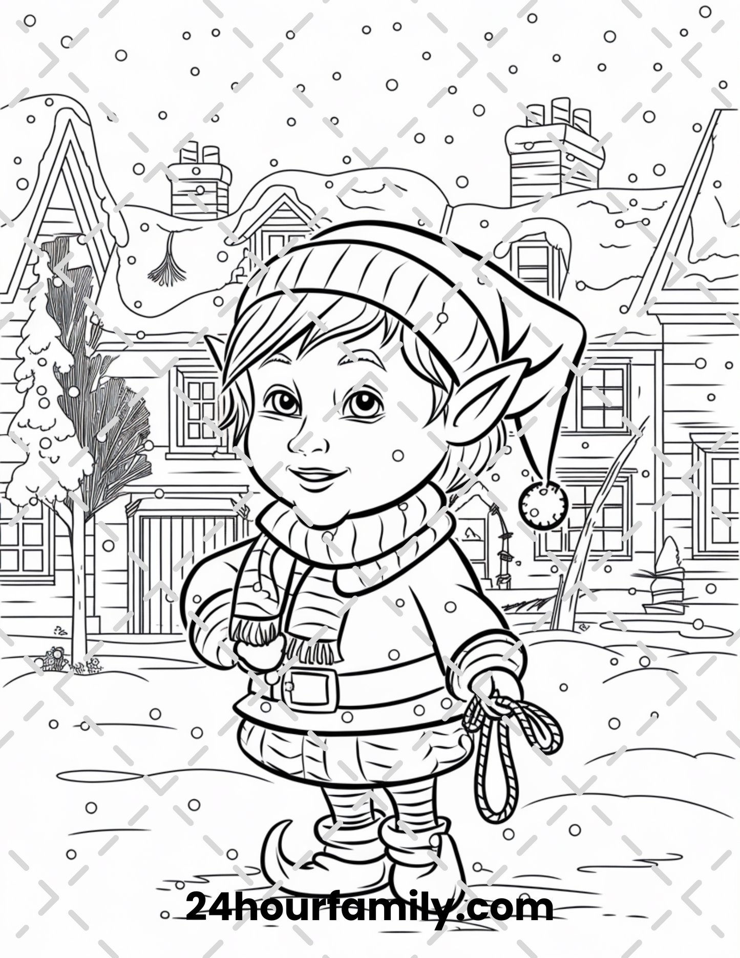 festive elf yuletide coloring