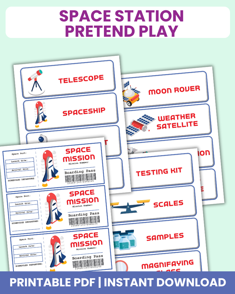 space station pretend play printable