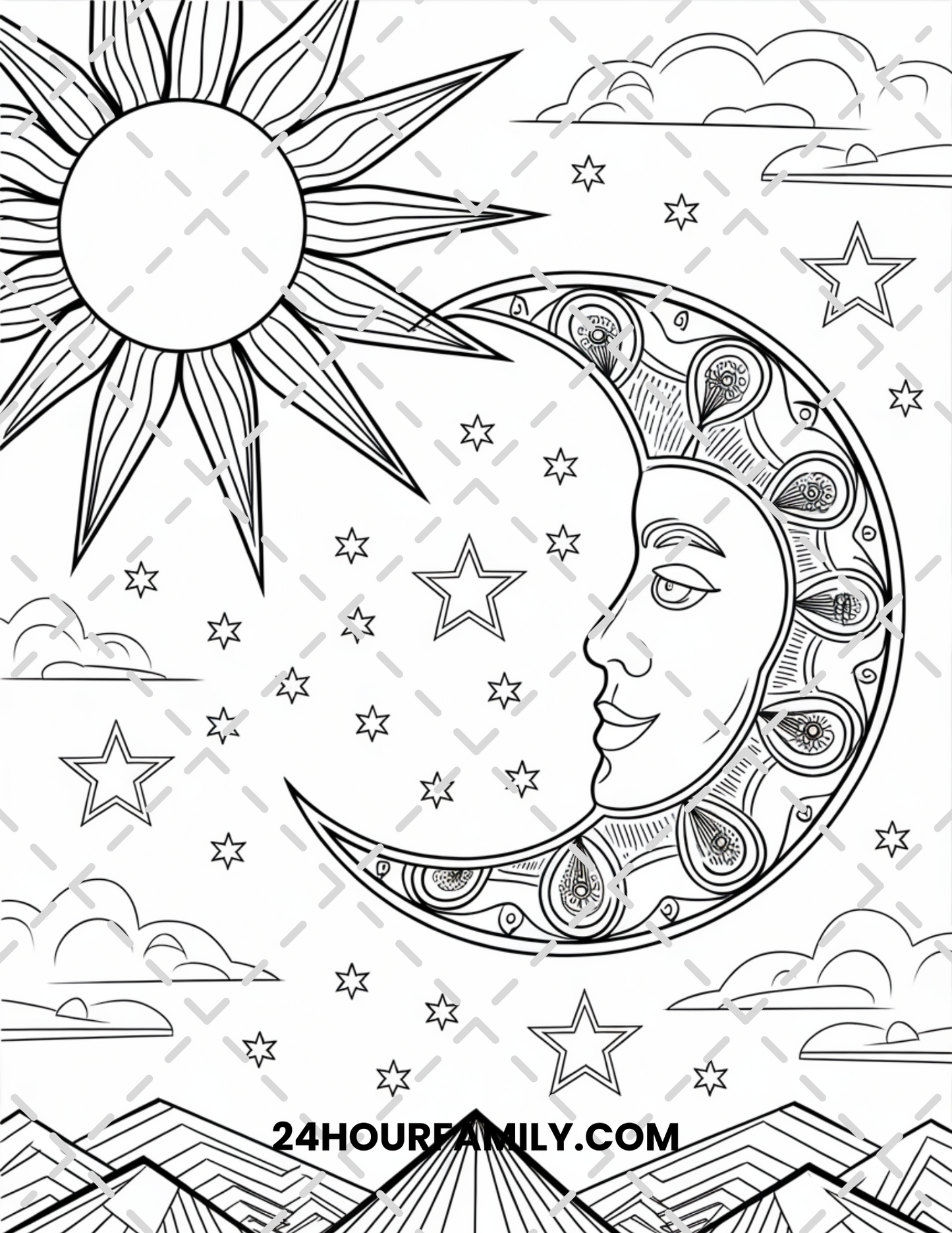 sun and moon coloring pages