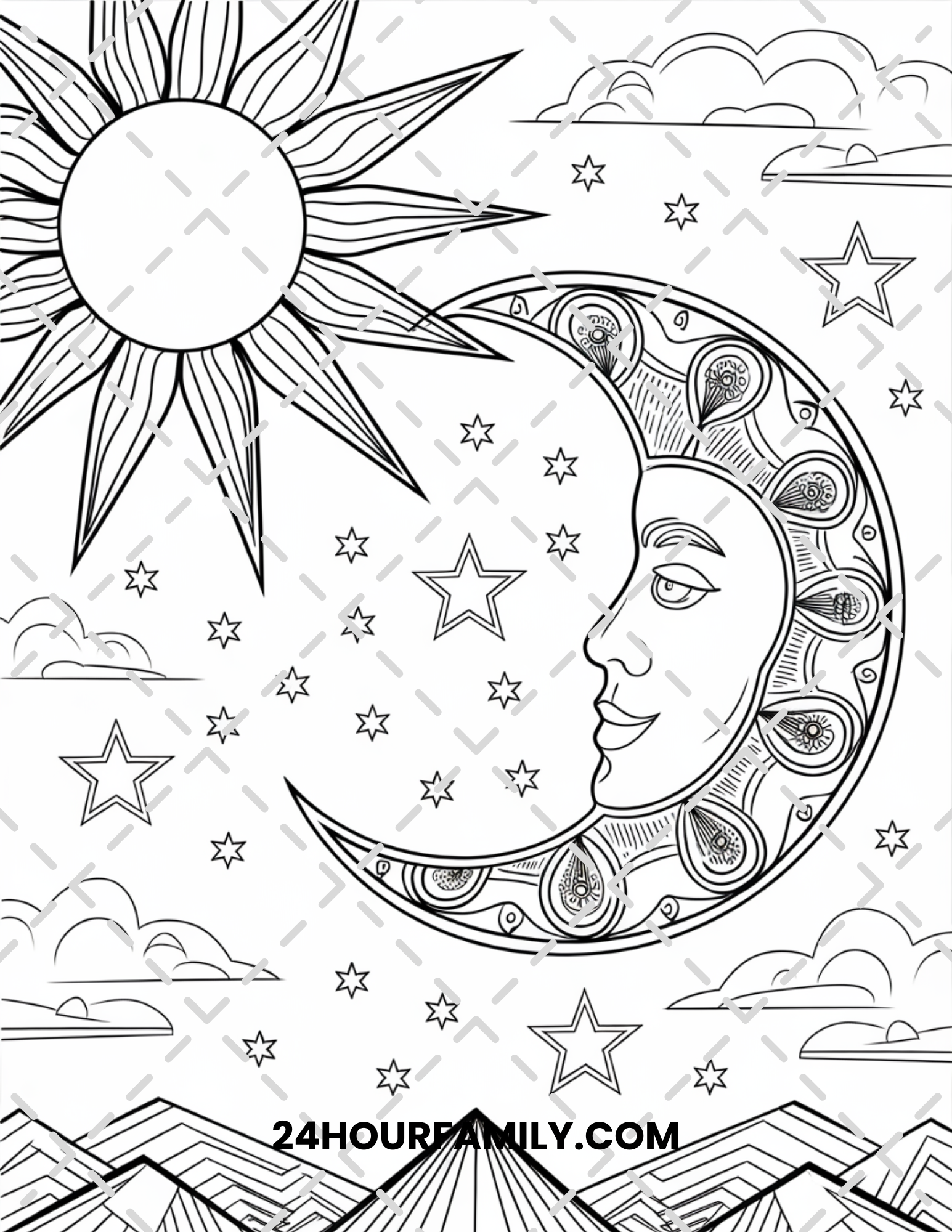sun and moon coloring pages