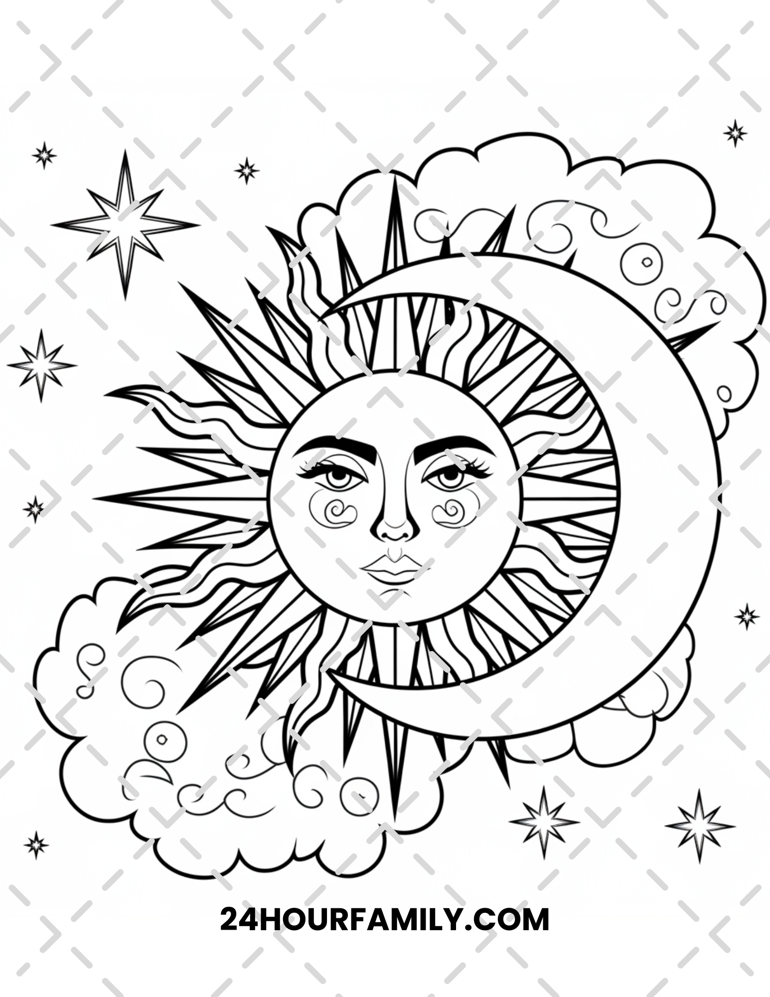 sun and moon coloring pages