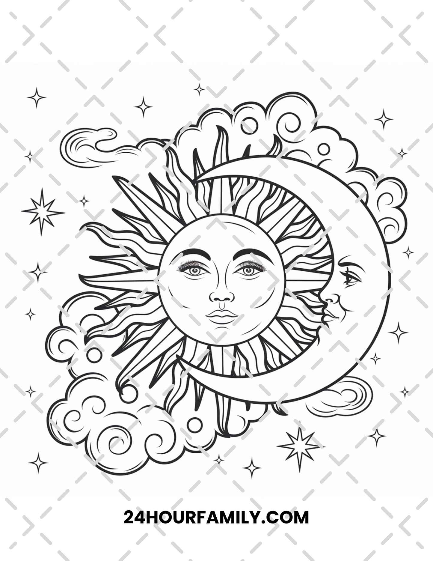 sun and moon coloring pages
