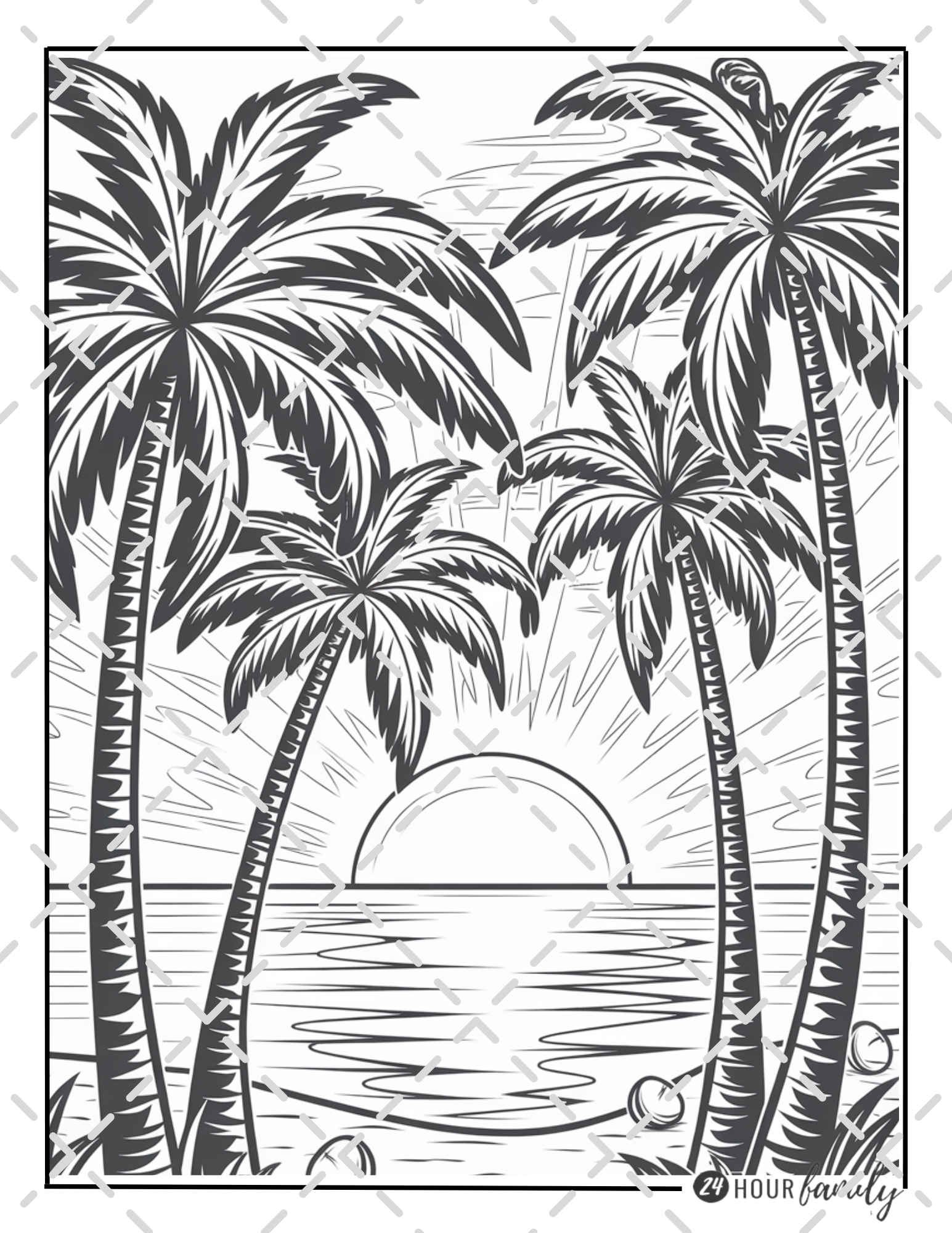 beach sunset coloring pages