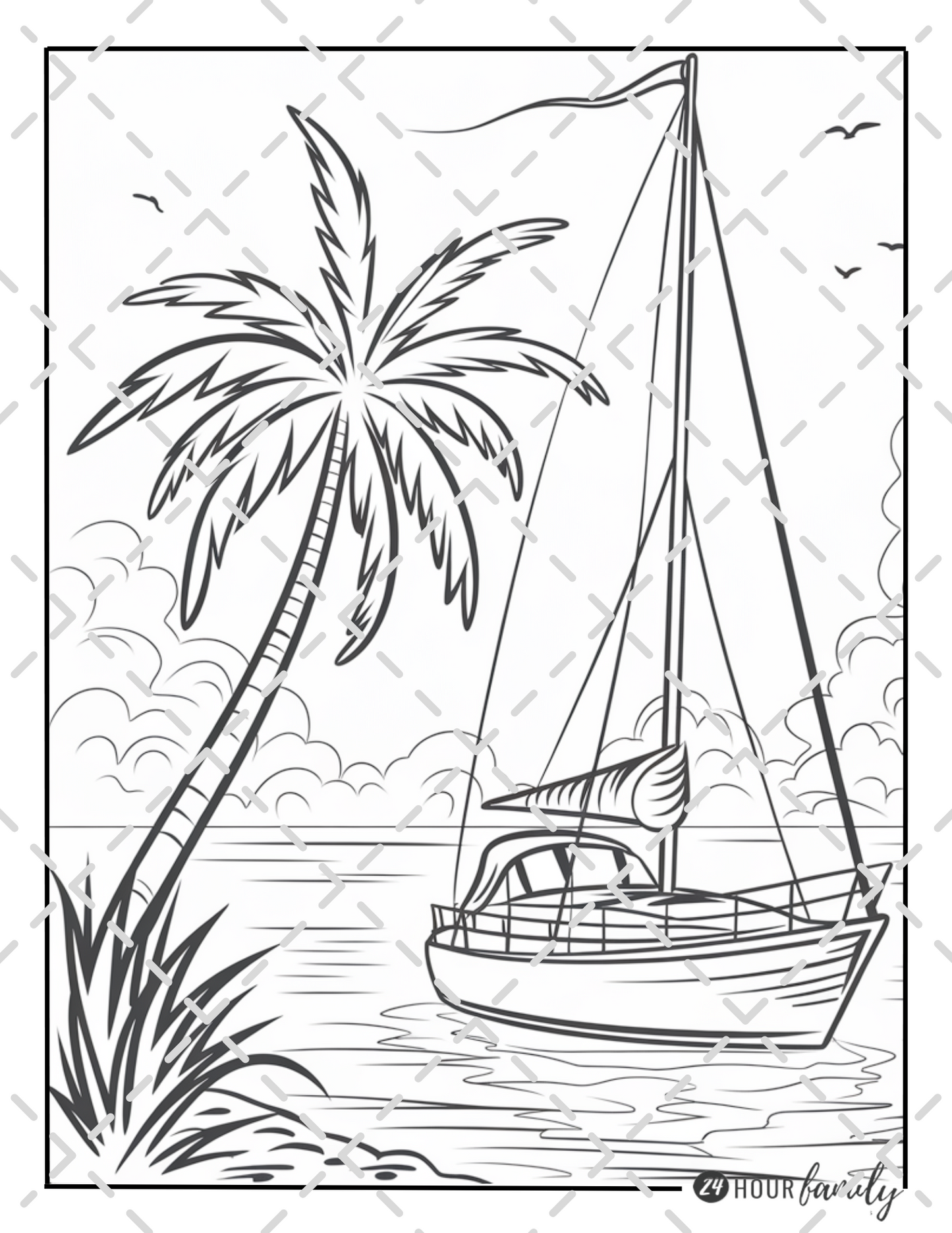 beach sunset coloring pages