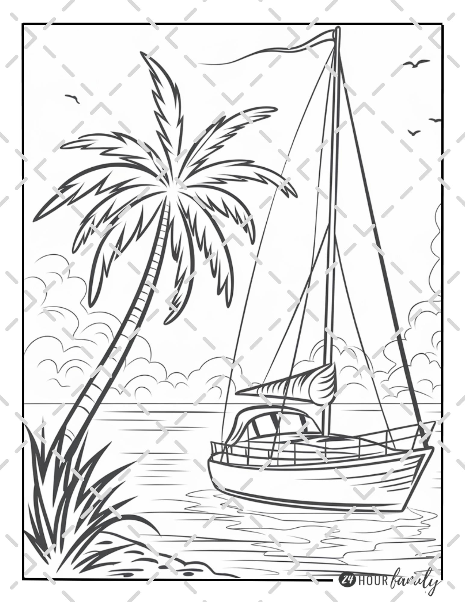 beach sunset coloring pages