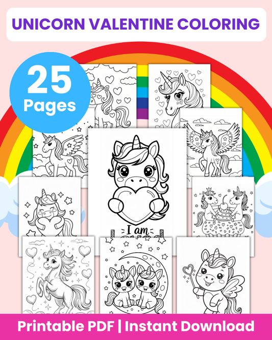 unicorn valentine coloring pages