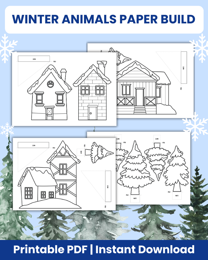 Winter Animals Paper Build Printable