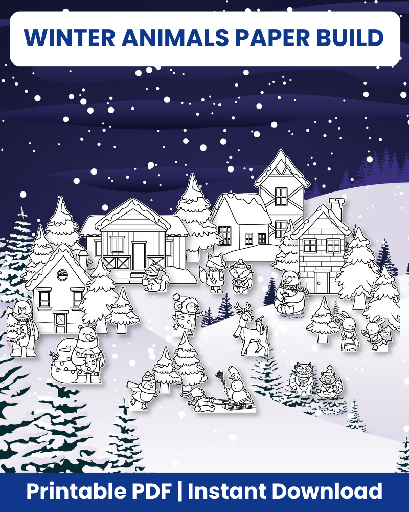 Winter Animals Paper Build Printable