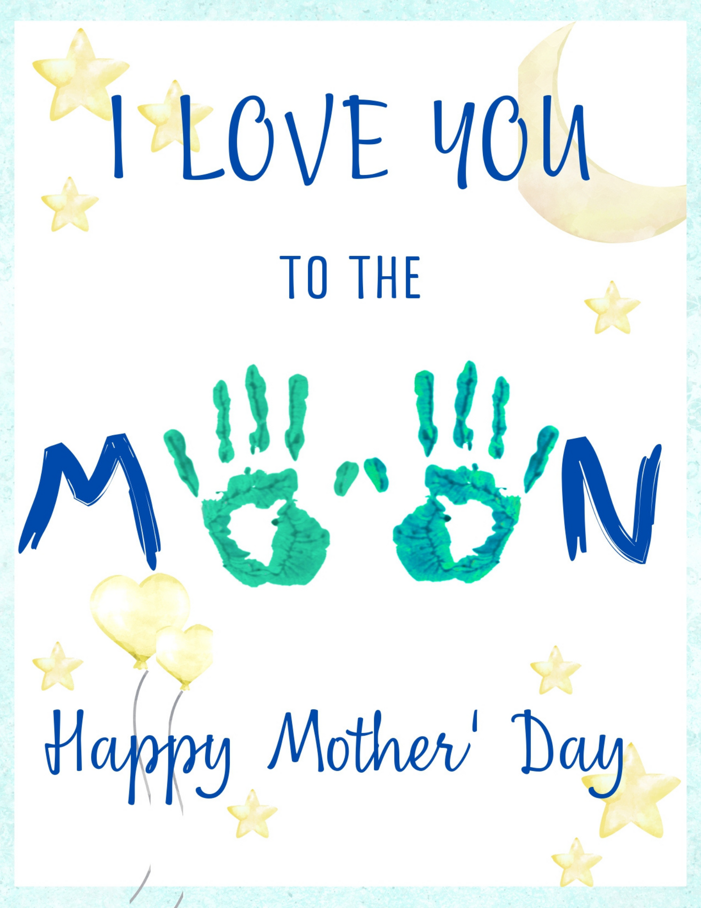 I love you to the moon handprint art for moms on mother's day