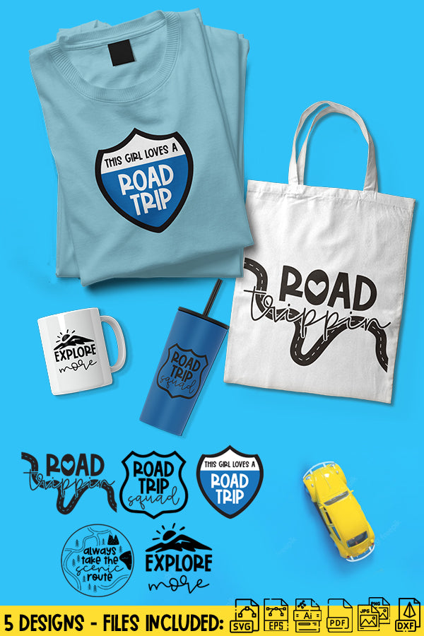 Road Trip SVG, PNG, JPG, and EPS - 5 Total Designs