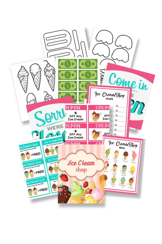 Ice Cream Pretend Play Shop (15 Pages)
