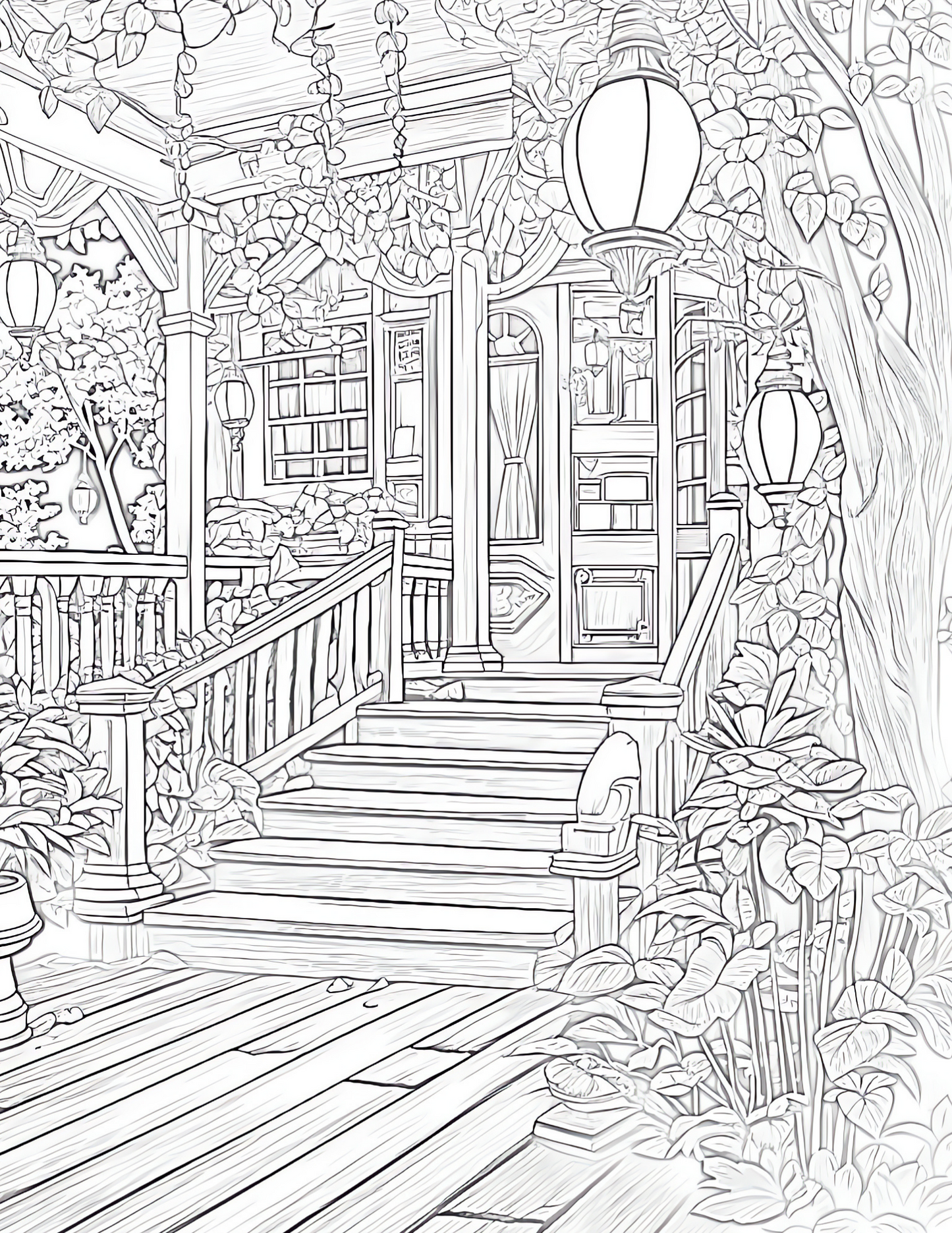 garden home coloring pages with lights outdoor scene coloring pages