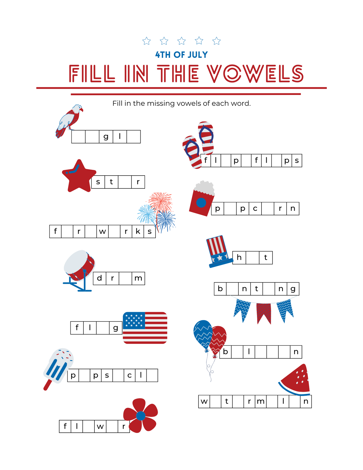 July 4th printable activity pack for kids funn printables including word search, learn the USA landmarks, connect the dots, color the fireworks, find the objects and more, 42 pages total to print pdf download