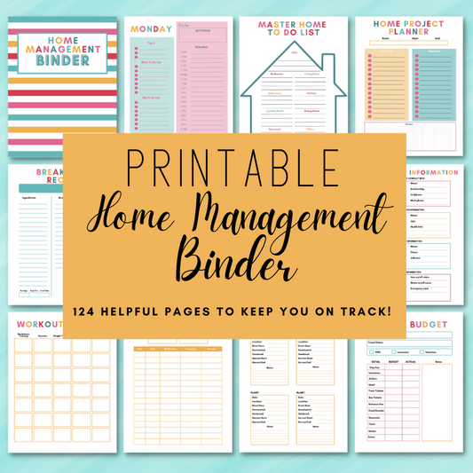 Home Management Binder - 124 Pages