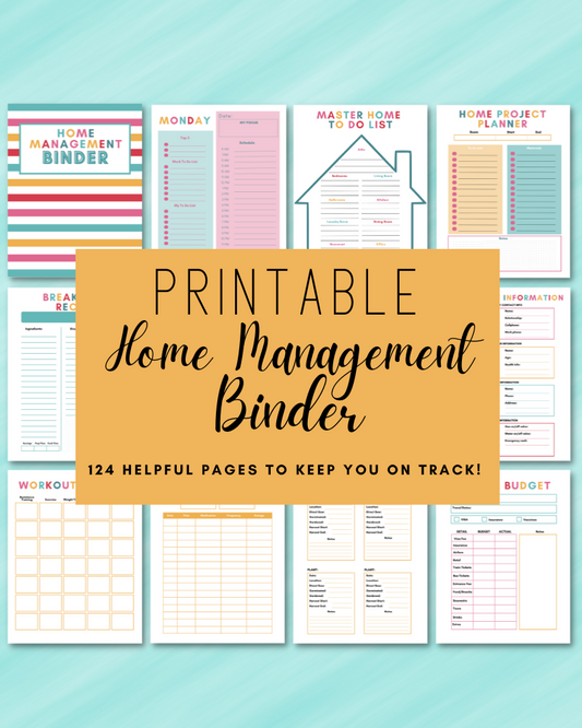 Home Management Binder - 124 Pages