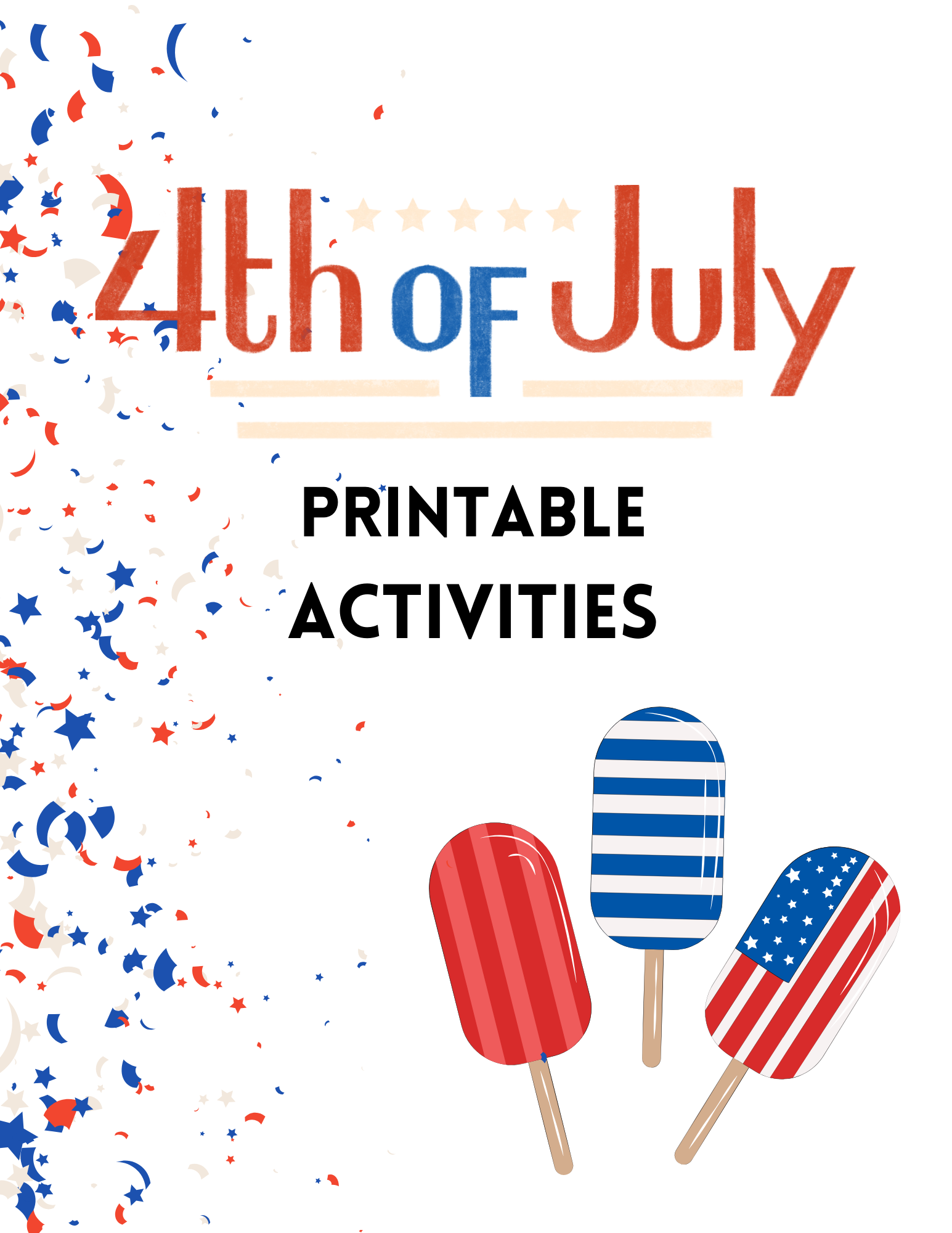 July 4th printable activity pack for kids funn printables including word search, learn the USA landmarks, connect the dots, color the fireworks, find the objects and more, 42 pages total to print pdf download