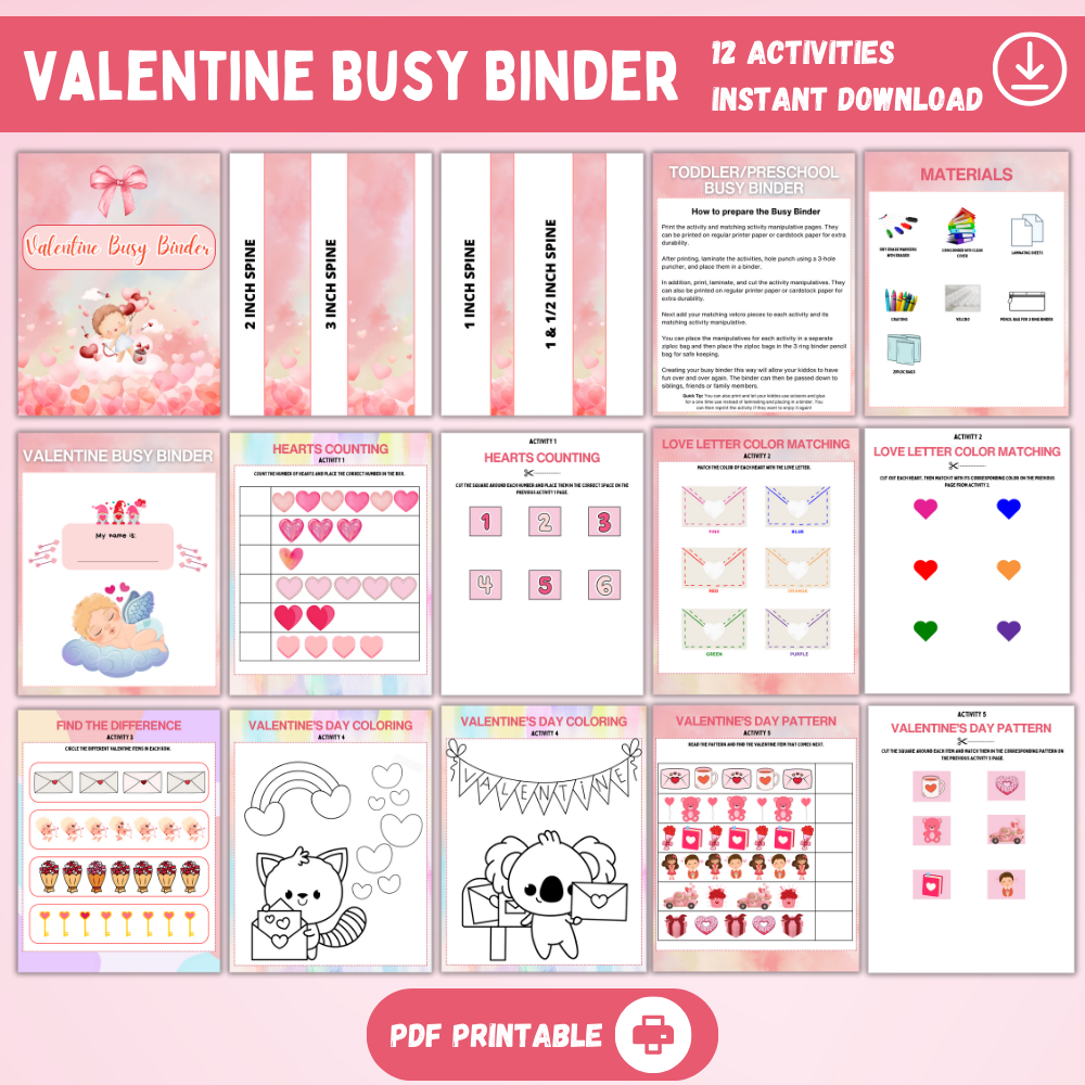 Valentine's Day Kids Crafts and Printables Bundle (Total 31 Pages ...